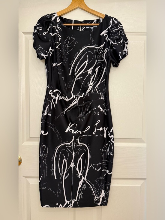Karl Lagerfeld Dresses & Skirts - Karl Lagerfeld Black Dress with White Script Print